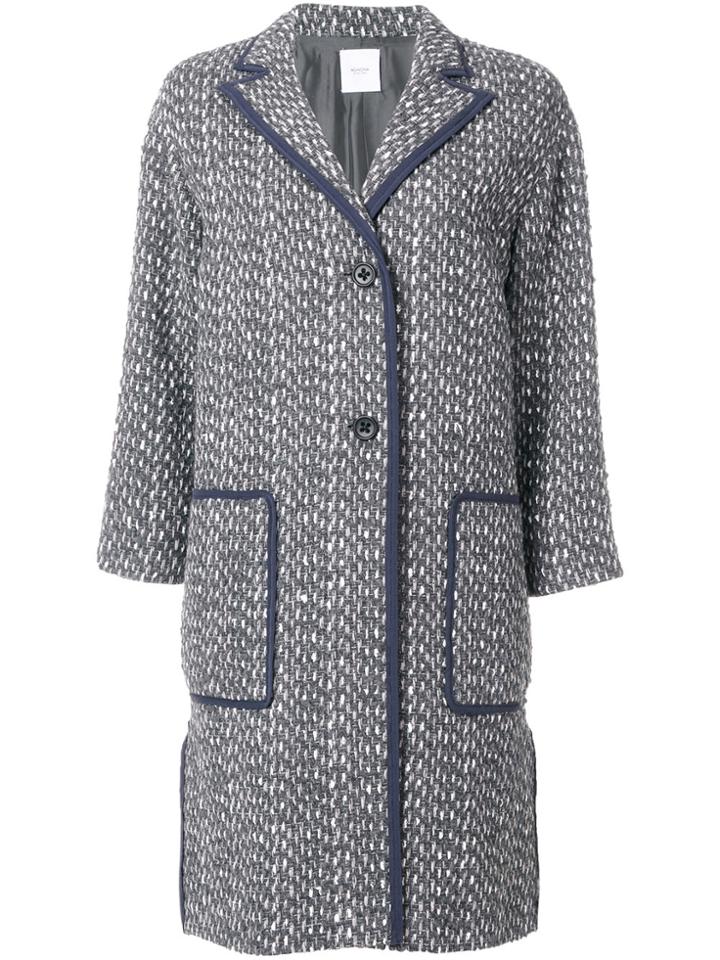 Agnona Woven Single Breasted Coat - Grey
