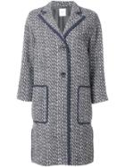 Agnona Woven Single Breasted Coat - Grey