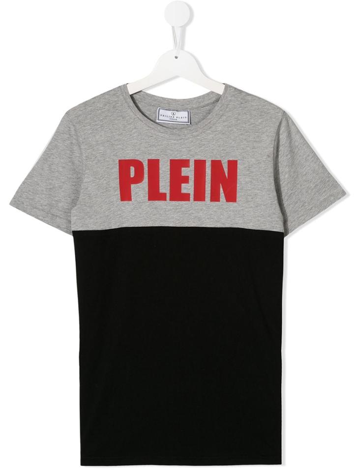 Philipp Plein Junior Teen Two-tone Logo T-shirt - Grey