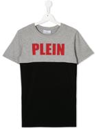 Philipp Plein Junior Teen Two-tone Logo T-shirt - Grey