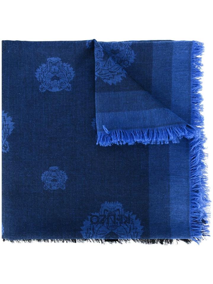 Kenzo 'mini Tiger' Scarf, Adult Unisex, Blue, Cotton/modal