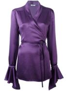 Area Wrap Blouse, Women's, Size: Large, Pink/purple, Silk
