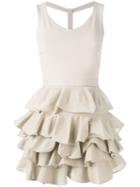 D.exterior - Fitted Ruffle Dress - Women - Cotton/polyamide/polyester/viscose - Xs, Nude/neutrals, Cotton/polyamide/polyester/viscose