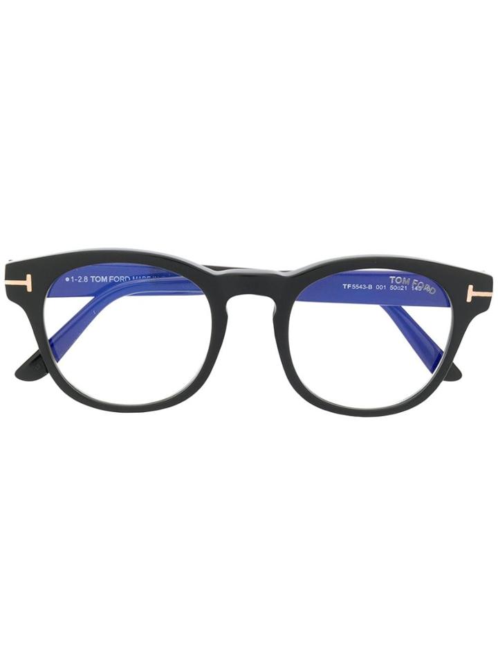 Tom Ford Eyewear Logo Round Frame Glasses - Black