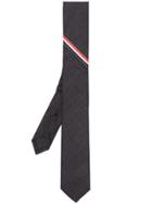 Thom Browne Grey Wool Tie With Tricolour Stripe