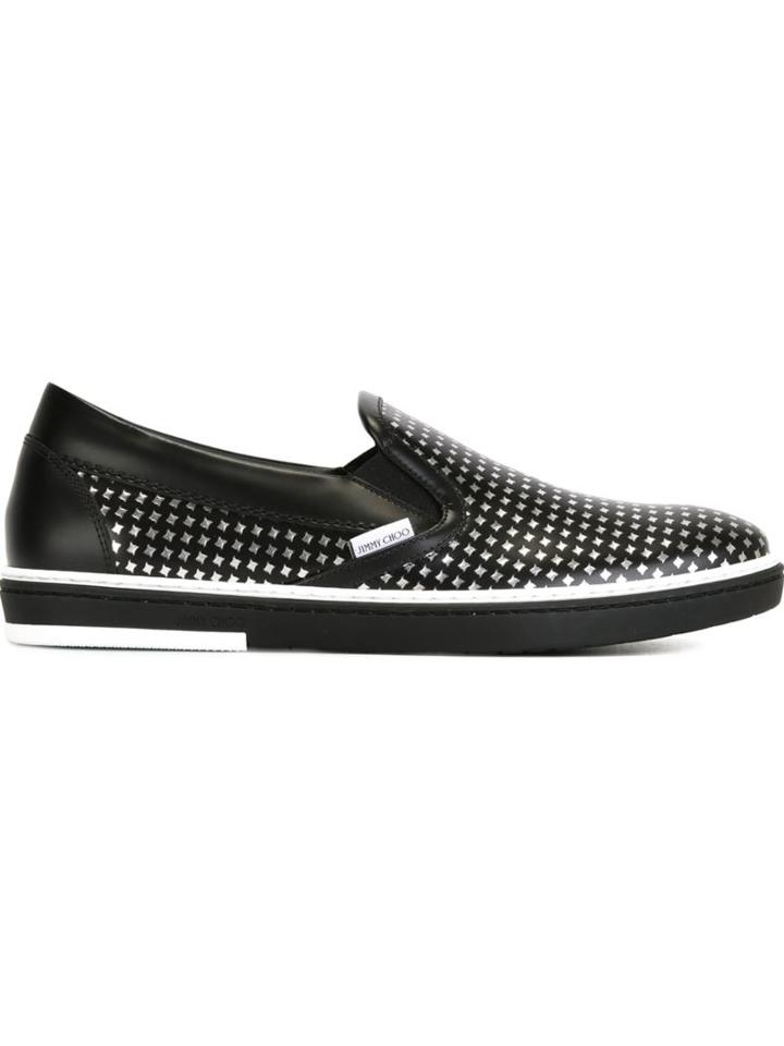 Jimmy Choo Grove Sneakers, Men's, Size: 42, Black, Calf Leather/leather/rubber