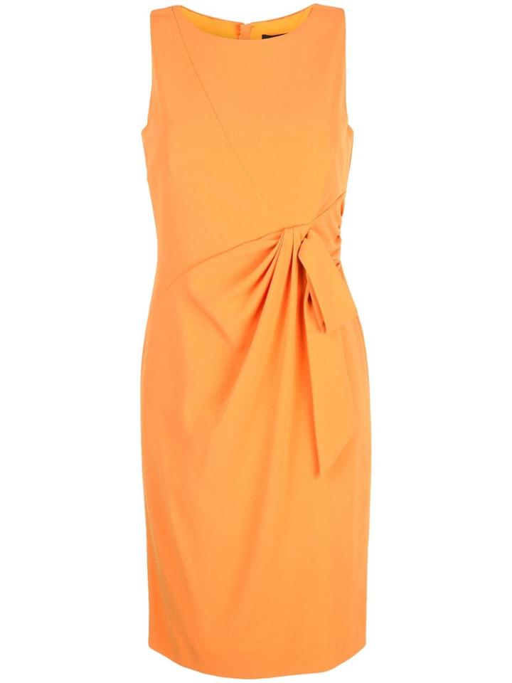 Paule Ka Sleeveless Ruched Bow Dress - Orange