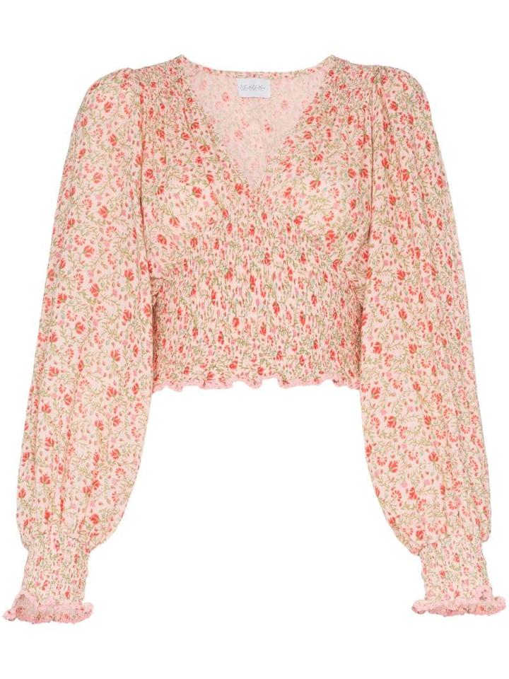 She Made Me Lia Floral Printed Blouse - Pink