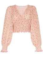 She Made Me Lia Floral Printed Blouse - Pink