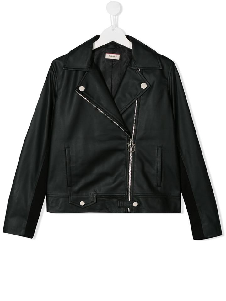 Pinko Kids Teen Faux Leather Biker Jacket - Black