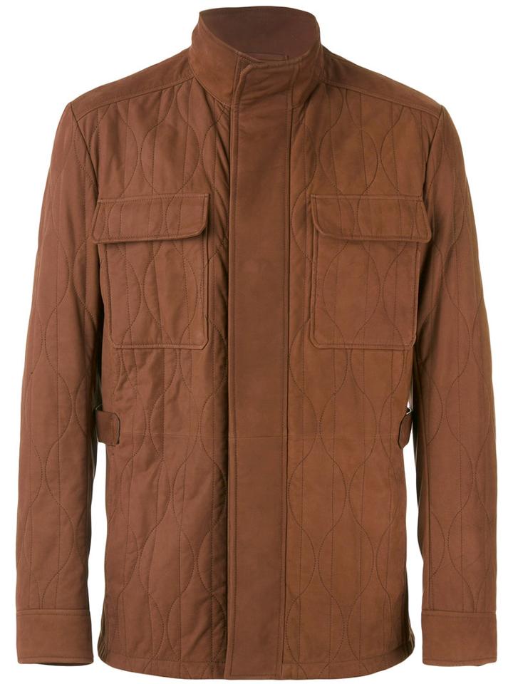 Berluti - Wave Stitch Jacket - Men - Leather - 52, Brown, Leather
