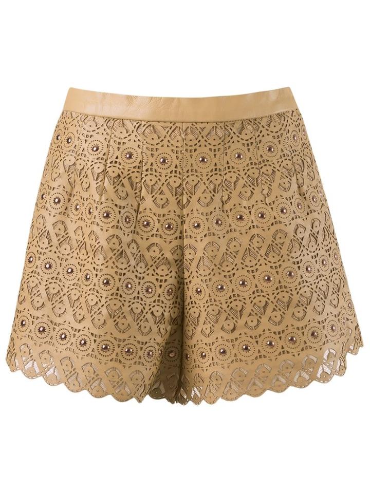Andrea Bogosian Lace Shorts, Women's, Size: Medium, Nude/neutrals, Leather
