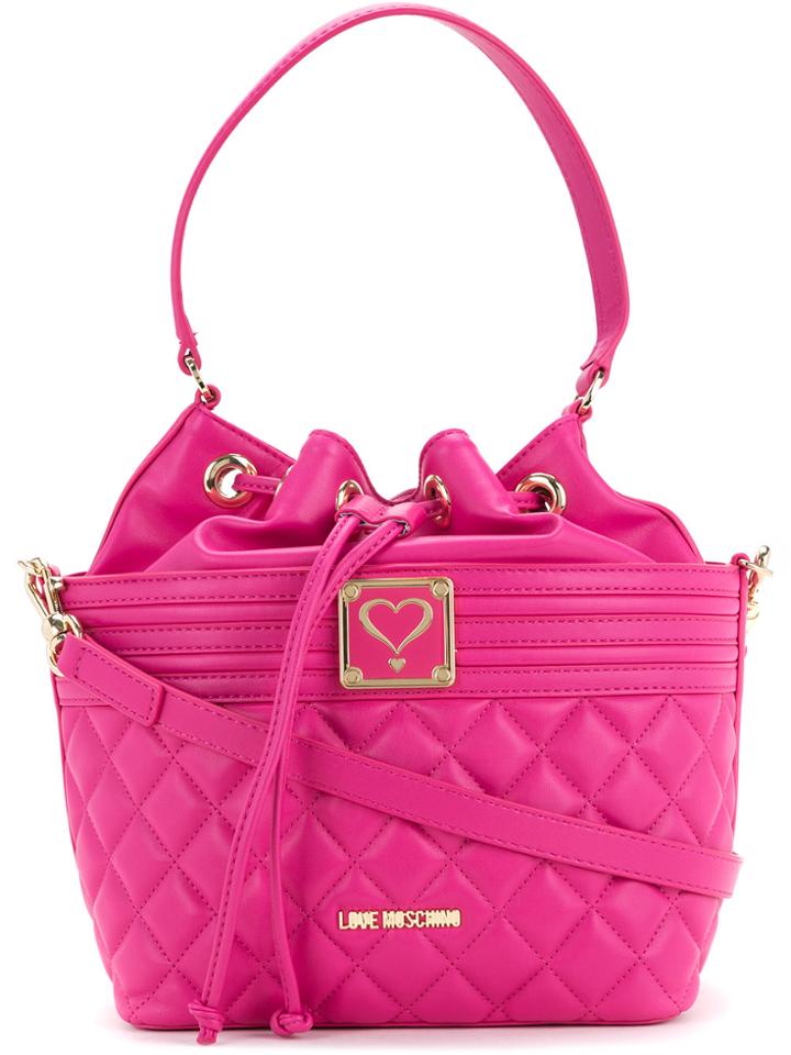 Love Moschino Quilted Drawstring Shoulder Bag - Pink & Purple