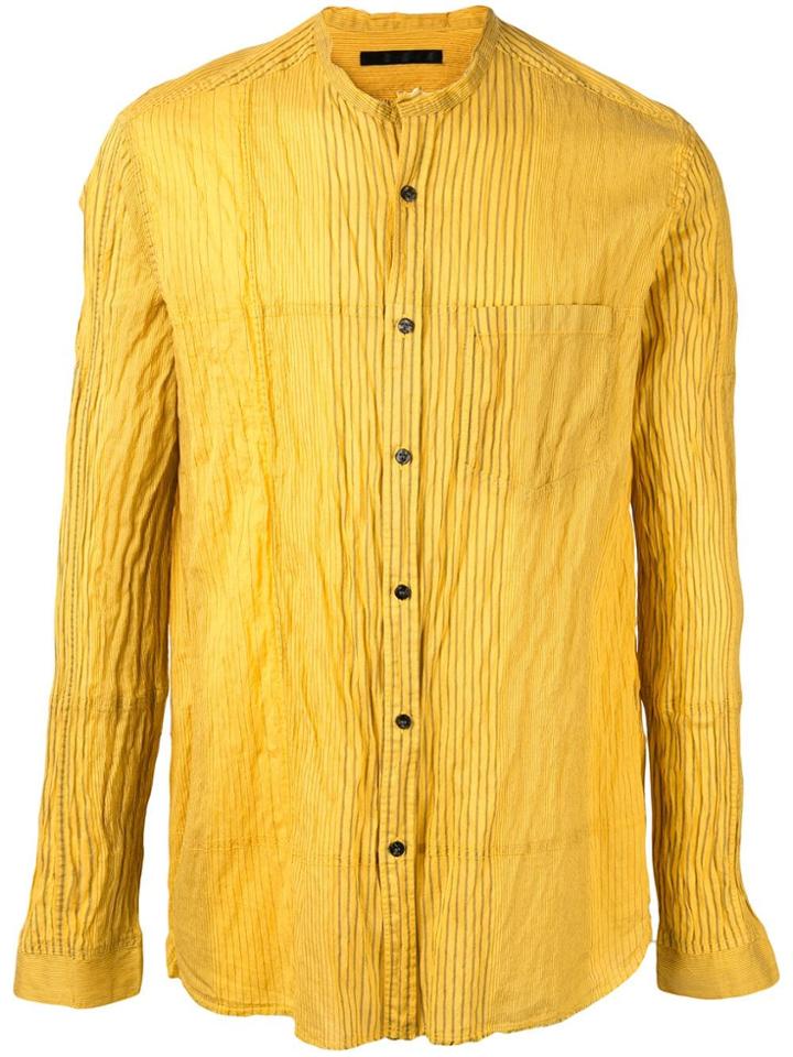 The Viridi-anne Ribbed Button-up Shirt - Yellow