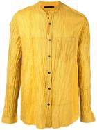 The Viridi-anne Ribbed Button-up Shirt - Yellow