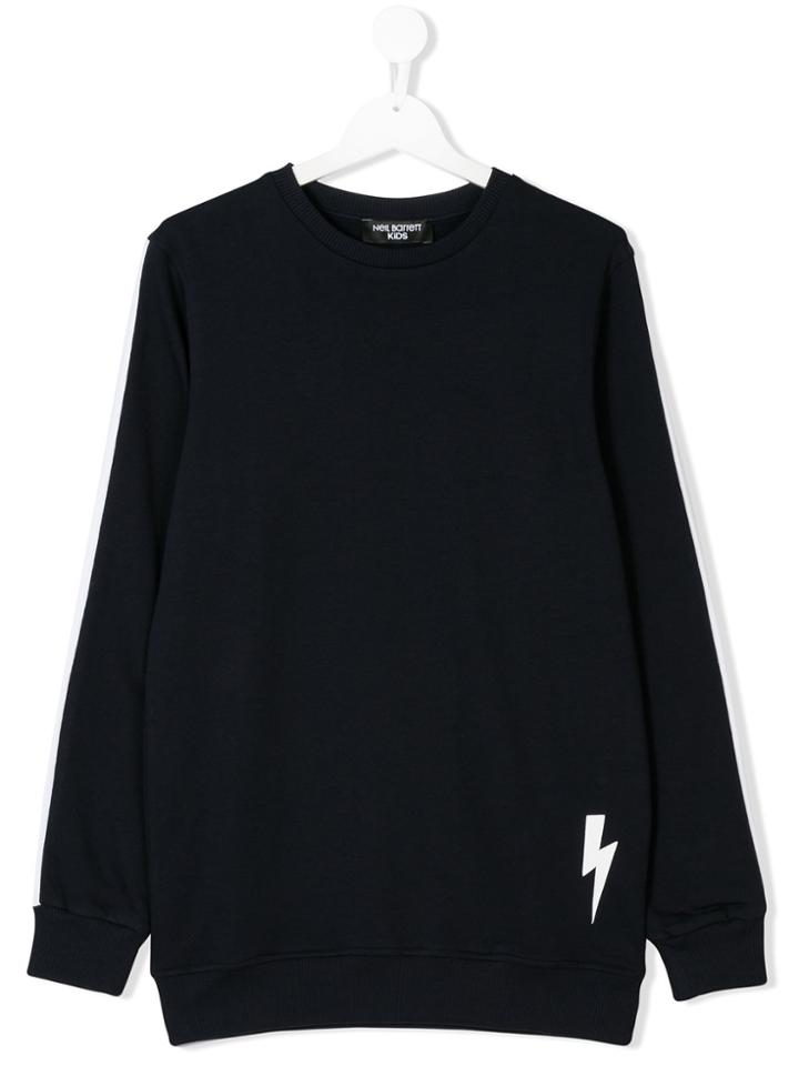 Neil Barrett Kids Teen Lightning Bolt-print Sweatshirt - Blue