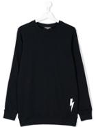 Neil Barrett Kids Teen Lightning Bolt-print Sweatshirt - Blue
