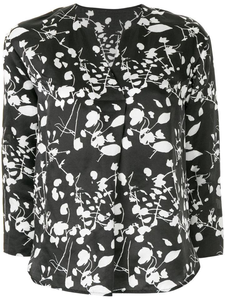 Knott Floral Print Blouse - Black