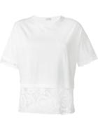 P.a.r.o.s.h. Lace Hem T-shirt, Women's, Size: Xs, White, Cotton/spandex/elastane