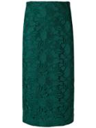 No21 - Straight Midi Skirt - Women - Silk/polyester/acetate - 42, Green, Silk/polyester/acetate