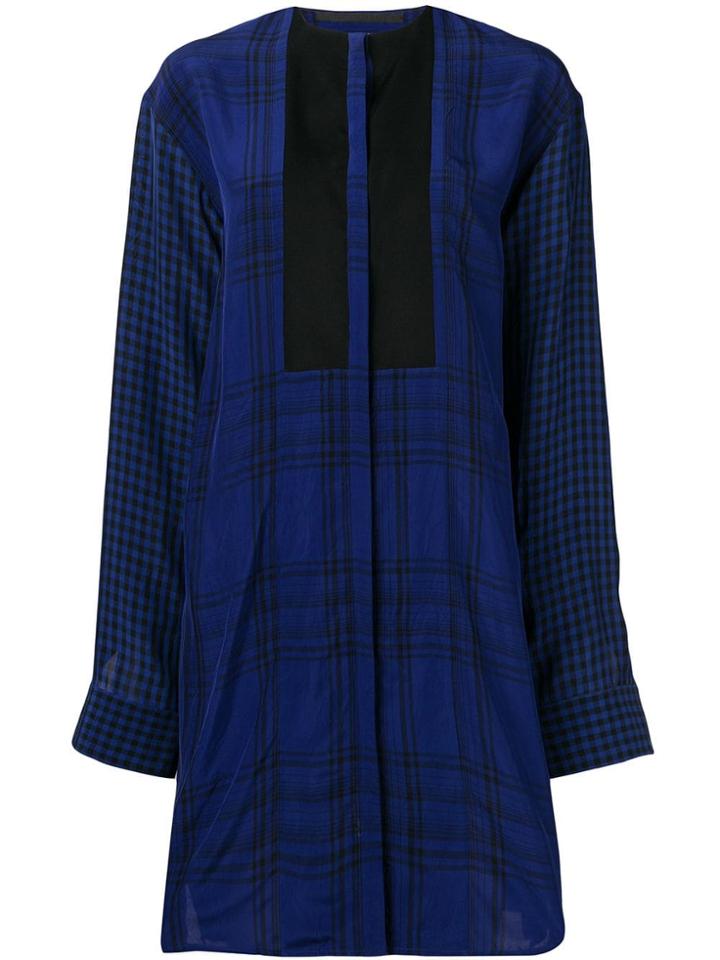 Haider Ackermann Loose Fit Check Mini Dress - Blue