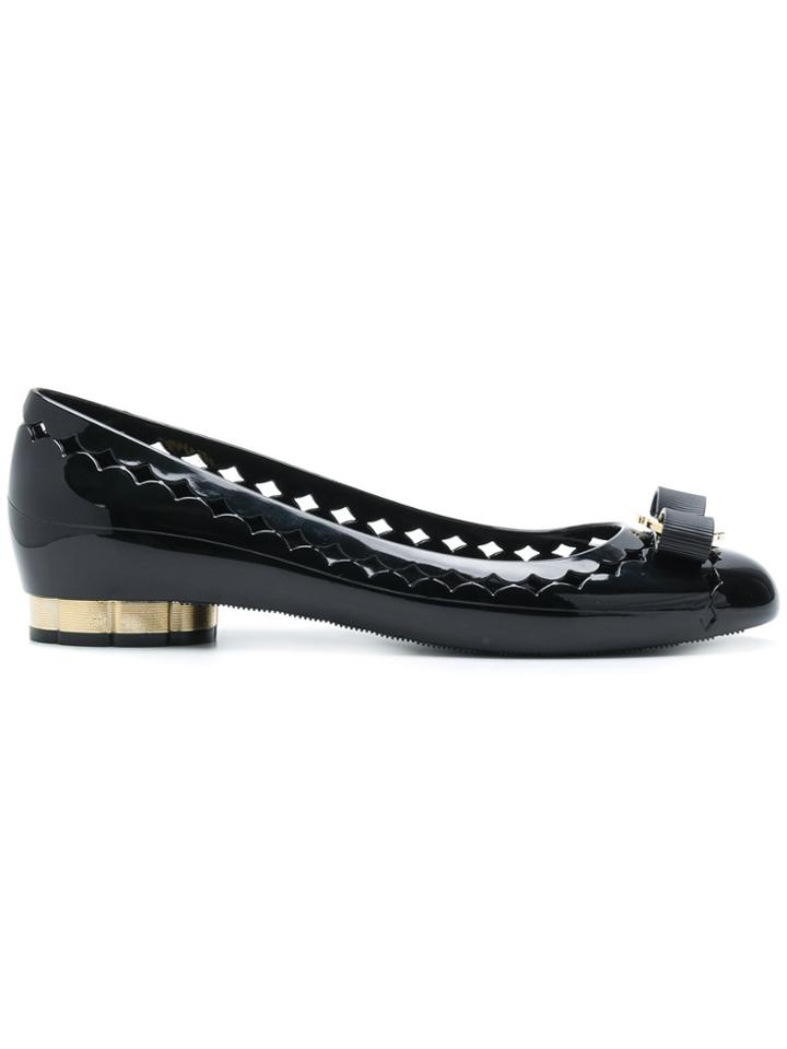 Salvatore Ferragamo Bow Jelly Ballerina Shoes - Black