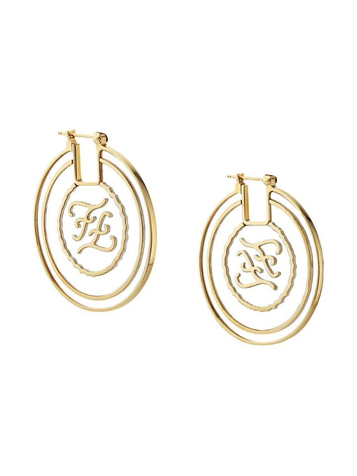 Fendi Ff Karligraphy Engraved Earrings - F0mrz-transparent+gold