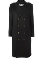 Saint Laurent Double Breasted Overcoat, Women's, Size: 40, Black, Silk/wool