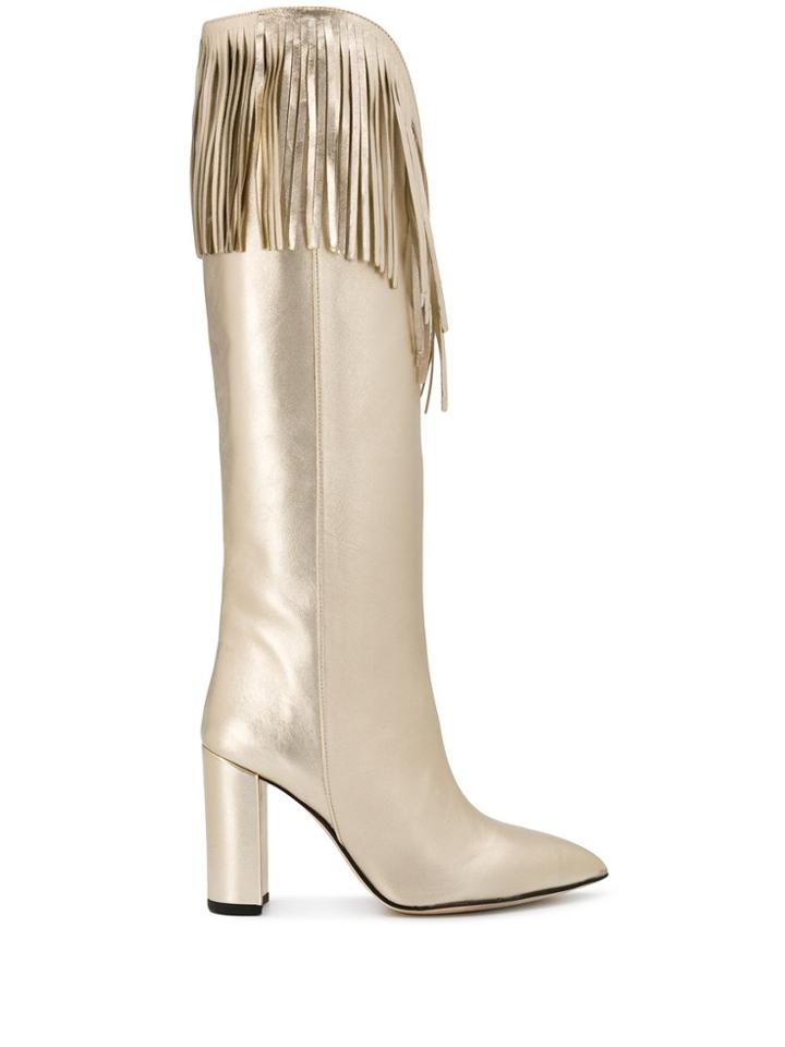Paris Texas Metallic Fringe Boots - Gold