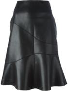 Cédric Charlier Flared Faux Leather Skirt
