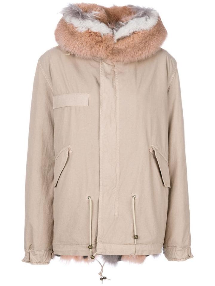 Mr & Mrs Italy Trimmed Hood Short Parka - Neutrals