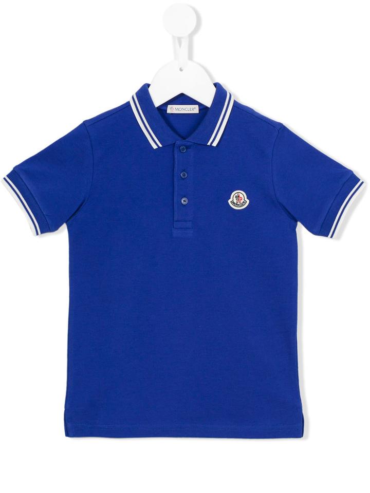 Moncler Kids Embroidered Logo Polo Shirt, Boy's, Size: 12 Yrs, Blue