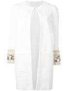 Giada Benincasa Embellished Sleeve Coat, Women's, Size: Small, White, Spandex/elastane/viscose