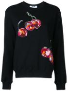 Msgm - Cherry Embroidered Sweater - Women - Cotton - M, Black, Cotton