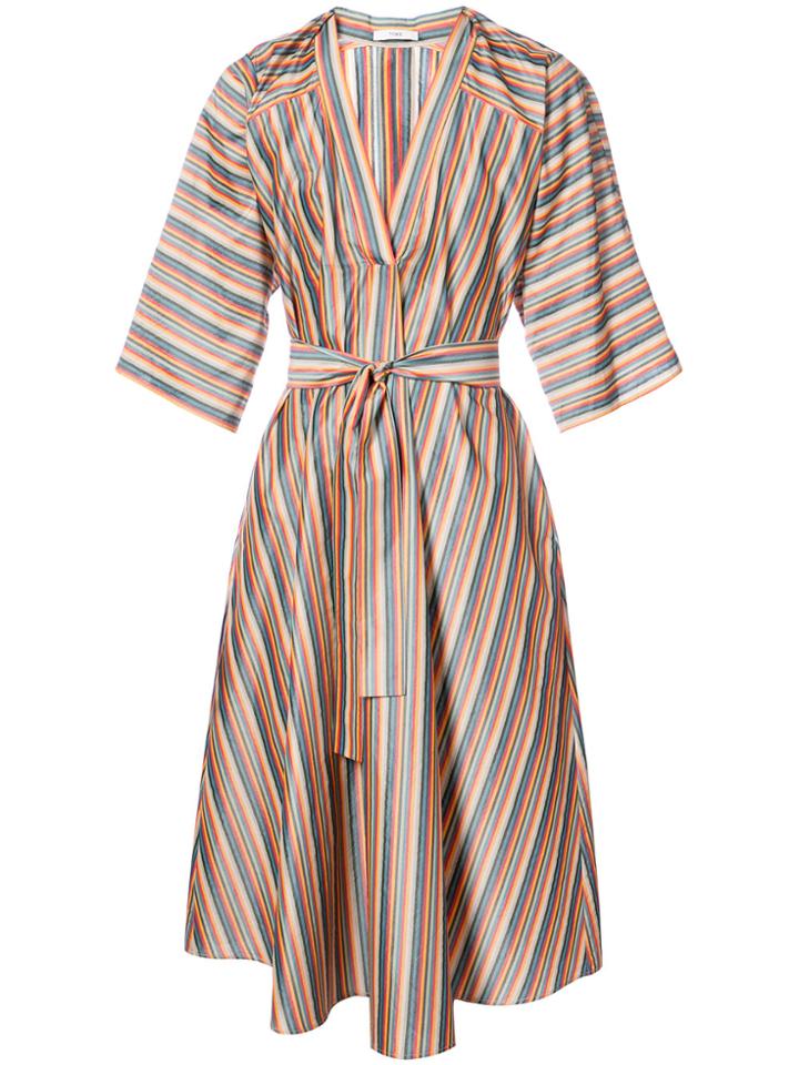 Tome Candy Stripe Tie Waist Dress - Multicolour