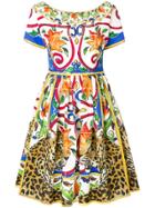 Dolce & Gabbana Majolica Leopard Print Dress - Multicolour