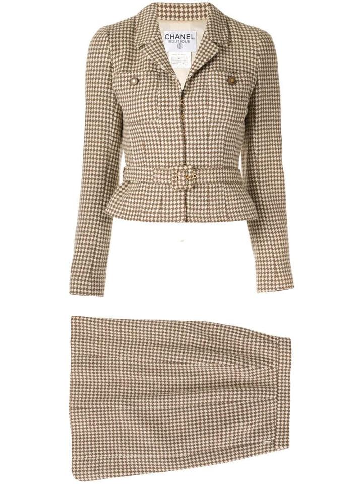 Chanel Pre-owned Set Up Suit Jacket Skirt - Brown