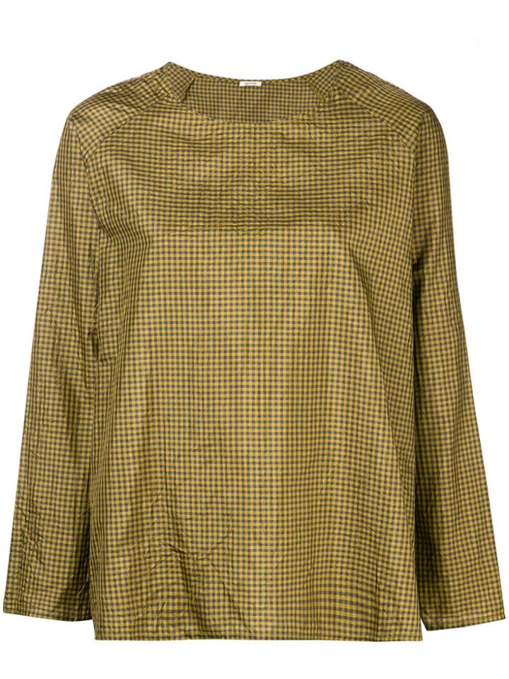 Apuntob Vichy Print Boxy Blouse - Yellow & Orange