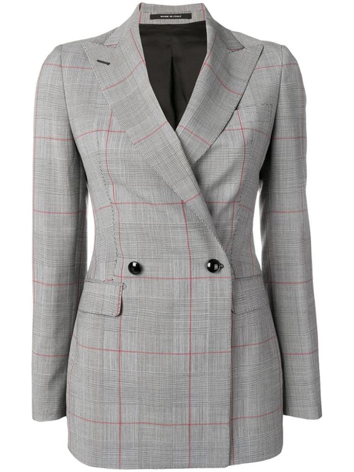 Tagliatore Double Breasted Check Blazer - Grey