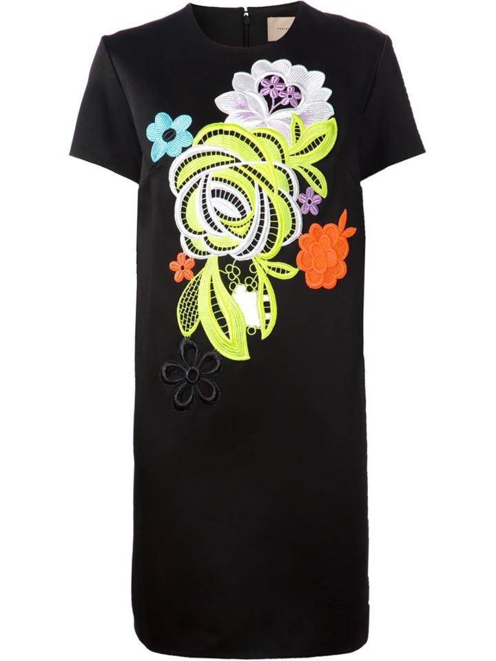 Christopher Kane Decades Floral Shift Dress, Women's, Size: 10, Black, Viscose/acetate/silk