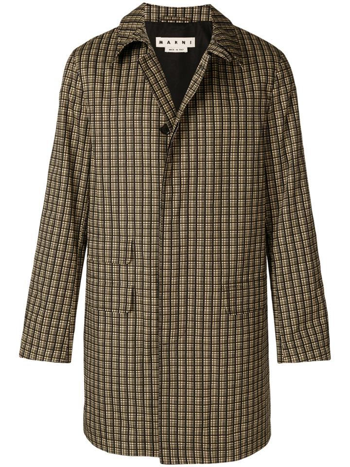 Marni Checked Overcoat - Brown