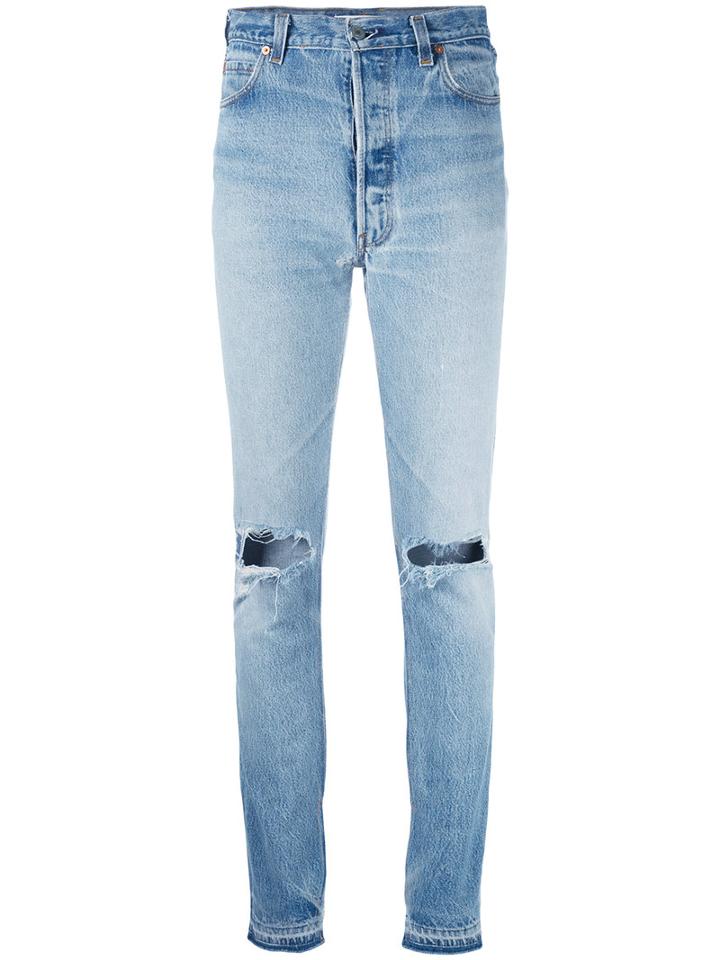 Re/done - Distressed Skinny Jeans - Women - Cotton - 25, Blue, Cotton