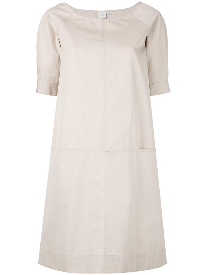 Aspesi - Panelled Shift Dress - Women - Cotton - 44, Women's, Nude/neutrals, Cotton