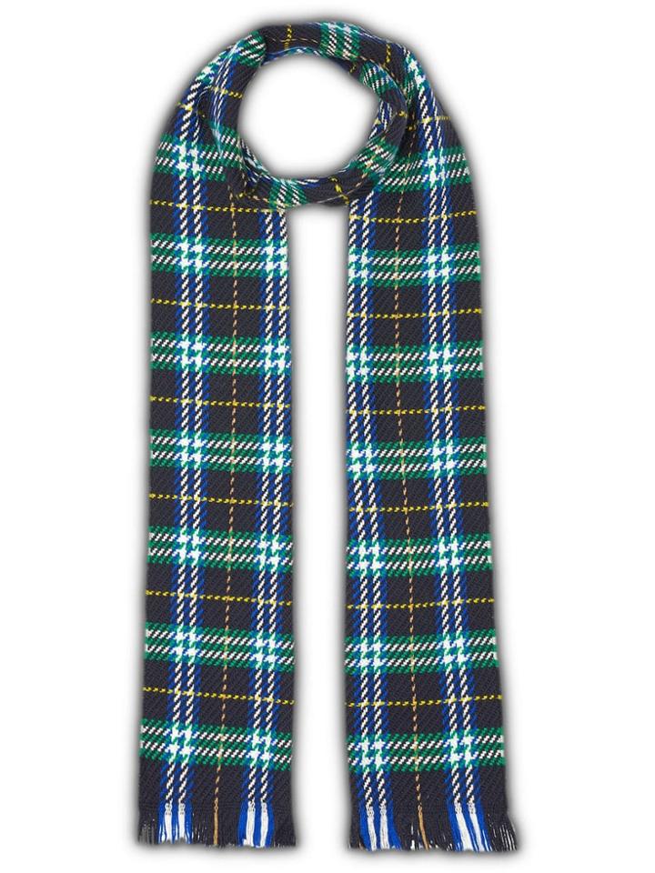 Burberry Check Merino Wool Scarf - Blue