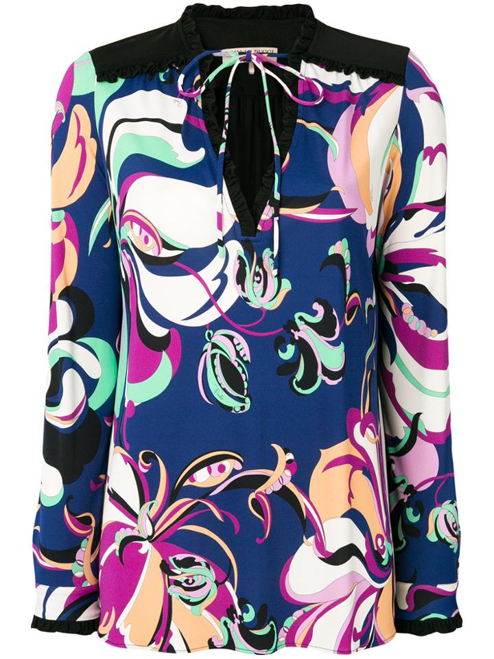 Emilio Pucci Printed Tie-neck Blouse - Multicolour