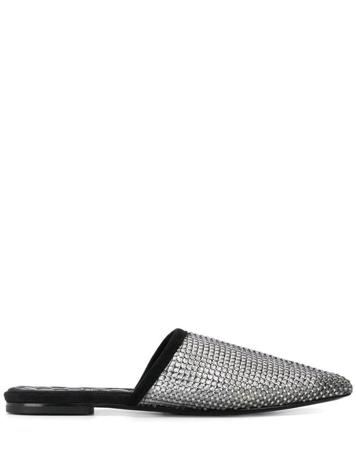 Ermanno Scervino Crystal Embellished Mules - Silver