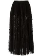 Alexander Mcqueen Pleated Lace Skirt, Women's, Size: 40, Black, Polyamide/viscose/silk