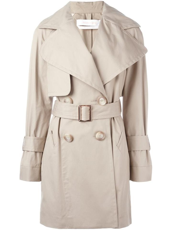 See By Chloé Short Trench Coat, Women's, Size: 40, Nude/neutrals, Cotton