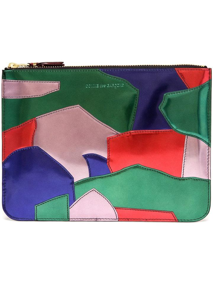 Comme Des Garçons Wallet Patchwork Patent Leather Pouch - Multicolour
