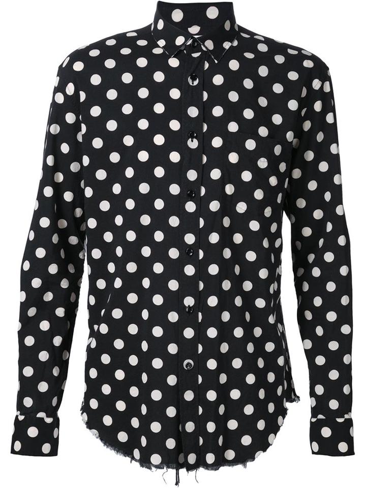 Saint Laurent Polka Dot Shirt, Men's, Size: 37, Black, Cotton/viscose